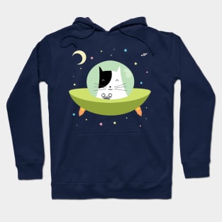 Space Cat - The Astronaut Kitten inside an UFO Hoodie